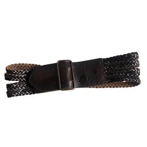 LP Vintage Collection Size M Genuine Leather Braided Wide Belt Brown Western